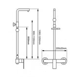 Aquaperla Square Bottom Water Inlet Shower Rail Only - JAK Appliances