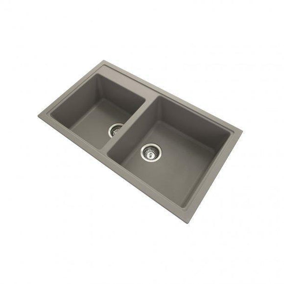 Aquaperla Carysil Granite Kitchen Sink Double Bowls Top/Flush/Under Mount 860x500x205mm - JAK Appliances