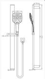 Aquaperla Square Sliding Shower Rail with 3 Mode Handheld Shower Wall Connector Set - JAK Appliances