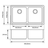Aquaperla Arete Stone Kitchen Sink Double Bowls Under Mount 838x476x241mm - JAK Appliances