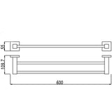 Aquaperla Blaze Series Double Towel Rail 600mm - JAK Appliances