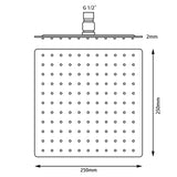 Aquaperla Super-Slim Square Rainfall Shower Head 250mm - JAK Appliances