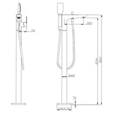 Aquaperla Freestanding Bath Mixer with Handheld Shower Spout Floor Mounted - JAK Appliances