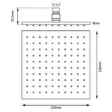 Aquaperla Square Brass Rainfall Shower Head 250mm - JAK Appliances