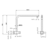 Aquaperla Square Top Water Inlet Shower Rail (Style 2)