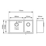 Aquaperla Round Handmade Corners Double Bowls Top / Undermount / Flush Mount Kitchen Sink 715x450x200mm - JAK Appliances