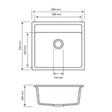 Aquaperla Carysil Granite Kitchen/Laundry Sink Top/Flush/Under Mount 560x510x200mm - JAK Appliances
