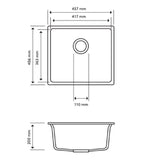 Aquaperla Carysil Granite Kitchen/Laundry Sink Top/Flush/Under Mount 457x406x200mm - JAK Appliances