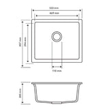 Aquaperla Carysil Granite Kitchen/Laundry Sink Top/Flush/Under Mount 533x457x205mm - JAK Appliances