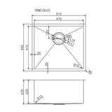 Aquaperla Handmade Top/Undermount Single Bowl Kitchen/Laundry Sink 510x450x230mm - JAK Appliances