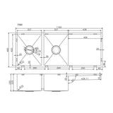 Aquaperla Handmade Top/Undermount Double Bowls Kitchen/Laundry Sink 1160x460x230mm - JAK Appliances