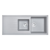 Aquaperla Carysil Granite Kitchen Sink 1 & 1/2 Bowls Drainer Top/Flush/Under Mount 1160x500x205mm - JAK Appliances