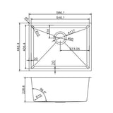 Aquaperla Handmade Top/Undermount Double Bowl Kitchen/Laundry Sink 586x450x230mm - JAK Appliances