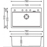 Aquaperla Carysil Granite Kitchen Sink Top/Under Mount 780x510x220mm - JAK Appliances